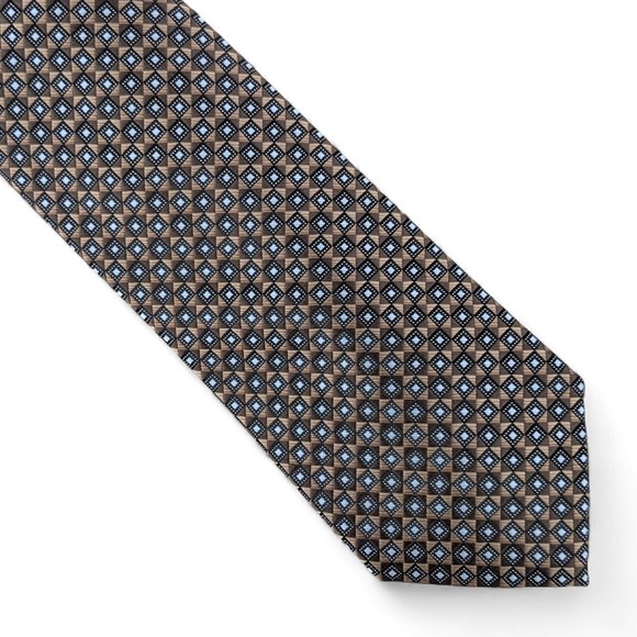 Perry Ellis Men's Martino Neat Geo Printed Tie Necktie Classic 3" Brown $55 - Picture 1 of 5